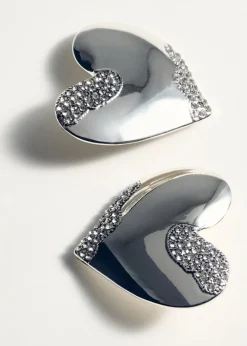 MANGO Biżuteria*Kolczyki serca ze strasem