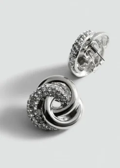 MANGO Biżuteria*Kolczyki splecione koła z kryształkami