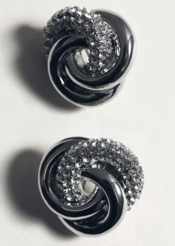 MANGO Biżuteria*Kolczyki splecione koła z kryształkami