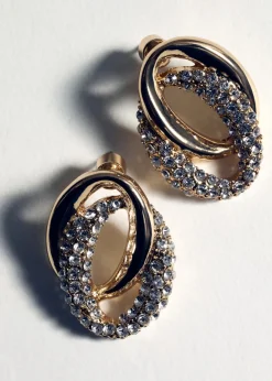 MANGO Biżuteria*Kolczyki splecione koła z kryształkami