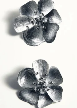 MANGO Biżuteria*Kolczyki w formie kwiatów z koralikami