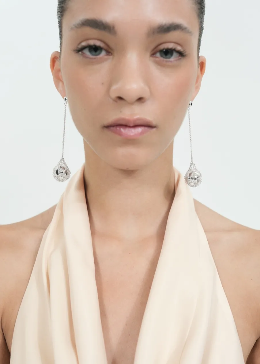 MANGO Biżuteria*Kolczyki z wiszącą kulą na łańcuszku