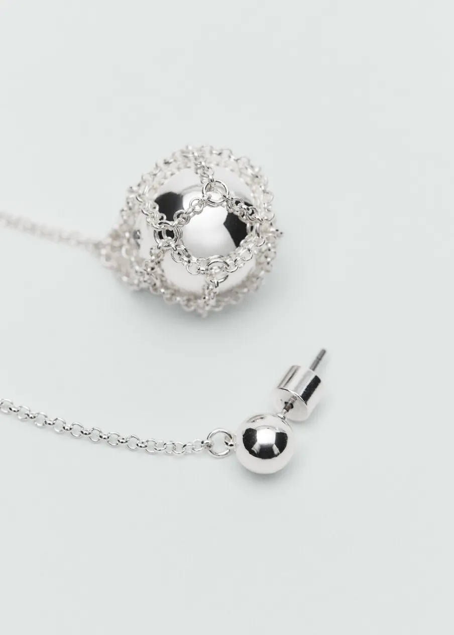 MANGO Biżuteria*Kolczyki z wiszącą kulą na łańcuszku