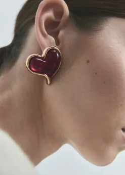 MANGO Biżuteria*Kolczyki z żywicy w kształcie serca
