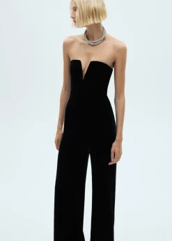 MANGO Sukienki I Kombinezony*Kombinezon bez ramiączek z aksamitu