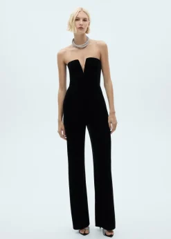 MANGO Sukienki I Kombinezony*Kombinezon bez ramiączek z aksamitu