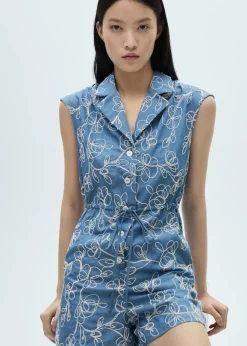 MANGO Sukienki I Kombinezony*Kombinezon dżinsowy z haftowanym motywem