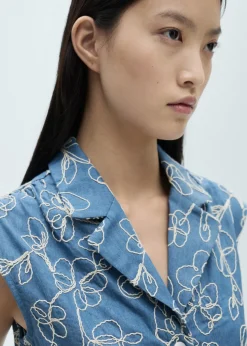 MANGO Sukienki I Kombinezony*Kombinezon dżinsowy z haftowanym motywem