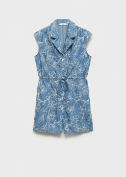 MANGO Sukienki I Kombinezony*Kombinezon dżinsowy z haftowanym motywem