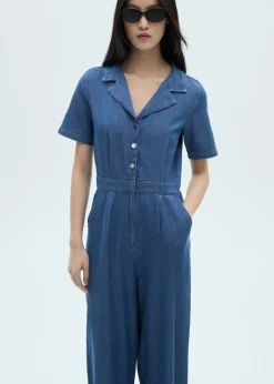 MANGO Sukienki I Kombinezony*Kombinezon dżinsowy z krótkim rękawem