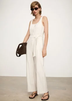 MANGO Sukienki I Kombinezony*Kombinezon w paski wiązany w talii