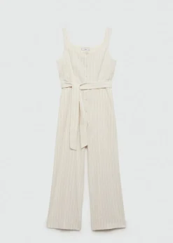 MANGO Sukienki I Kombinezony*Kombinezon w paski wiązany w talii
