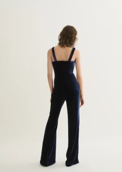 MANGO Sukienki I Kombinezony*Kombinezon z aksamitu na szerokich ramiączkach z rozszerzanymi nogawkami