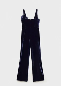 MANGO Sukienki I Kombinezony*Kombinezon z aksamitu na szerokich ramiączkach z rozszerzanymi nogawkami
