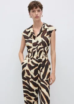 MANGO Sukienki I Kombinezony*Kombinezon z kieszeniami w zwierzęcy wzór