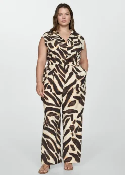 MANGO Sukienki I Kombinezony*Kombinezon z kieszeniami w zwierzęcy wzór