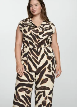 MANGO Sukienki I Kombinezony*Kombinezon z kieszeniami w zwierzęcy wzór