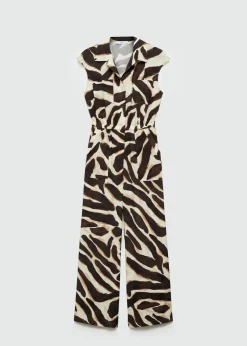 MANGO Sukienki I Kombinezony*Kombinezon z kieszeniami w zwierzęcy wzór