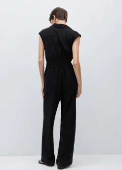 MANGO Sukienki I Kombinezony*Kombinezon z kieszeniami i kołnierzykiem koszulowym