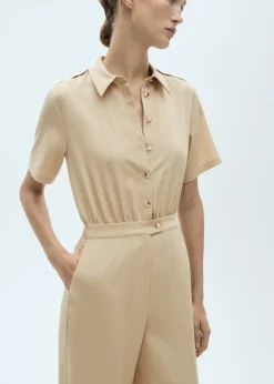 MANGO Sukienki I Kombinezony*Kombinezon z lyocellu z kołnierzykiem koszulowym