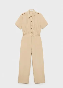 MANGO Sukienki I Kombinezony*Kombinezon z lyocellu z kołnierzykiem koszulowym
