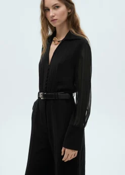 MANGO Sukienki I Kombinezony*Kombinezon z szerokimi nogawkami i prześwitującymi rękawami