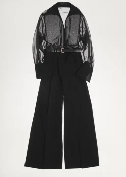 MANGO Sukienki I Kombinezony*Kombinezon z szerokimi nogawkami i prześwitującymi rękawami