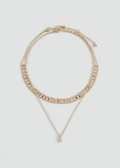 MANGO Biżuteria*Komplet 2 naszyjników z łączonych materiałów