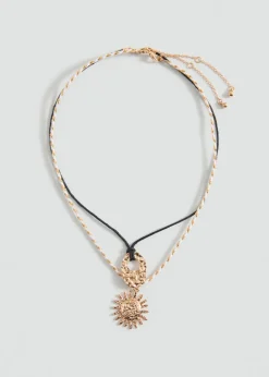 MANGO Biżuteria*Komplet 2 naszyjników z łączonych materiałów