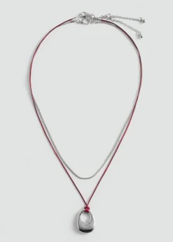 MANGO Biżuteria*Komplet 2 naszyjników z łączonych materiałów