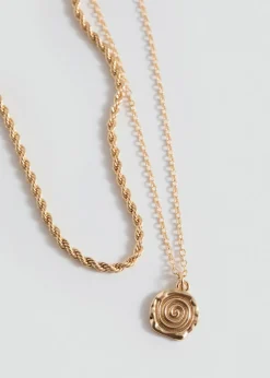 MANGO Biżuteria*Komplet 2 naszyjników z łączonych materiałów