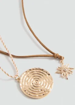 MANGO Biżuteria*Komplet 2 naszyjników z łączonych materiałów