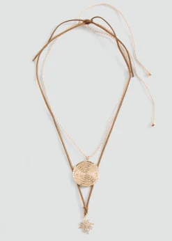 MANGO Biżuteria*Komplet 2 naszyjników z łączonych materiałów