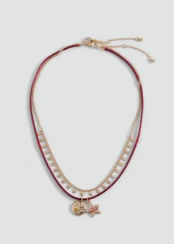 MANGO Biżuteria*Komplet 2 naszyjników z łączonych materiałów