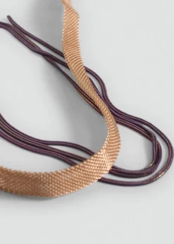 MANGO Biżuteria*Komplet 2 naszyjników z łączonych materiałów