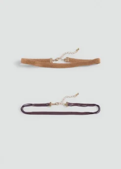 MANGO Biżuteria*Komplet 2 naszyjników z łączonych materiałów