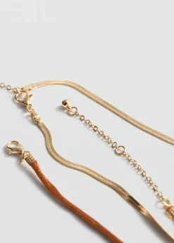 MANGO Biżuteria*Komplet 2 naszyjników z łączonych materiałów