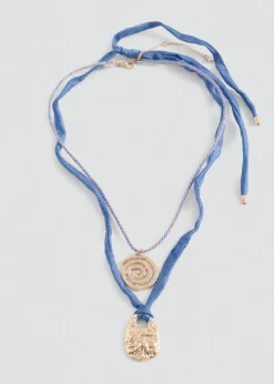 MANGO Biżuteria*Komplet 2 naszyjników z łączonych materiałów
