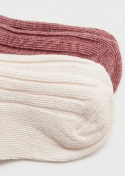 Dzieci MANGO Skarpetki I Rajstopy*Komplet 2 par prążkowanych skarpetek z łączonych materiałów