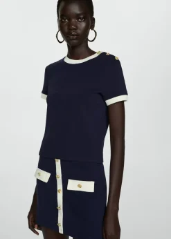 MANGO Koszulki*Kontrastowa koszulka z guzikami