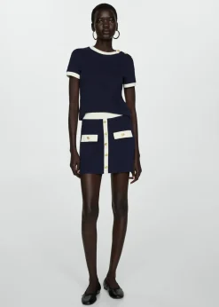 MANGO Koszulki*Kontrastowa koszulka z guzikami