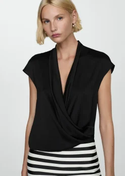 MANGO Koszule I Bluzki*Kopertowa bluzka bez rękawów