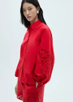 MANGO Koszule I Bluzki*Koszula bawełniana z ażurowymi detalami