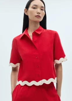 MANGO Koszule I Bluzki*Koszula bawełniana z kontrastowymi lamówkami