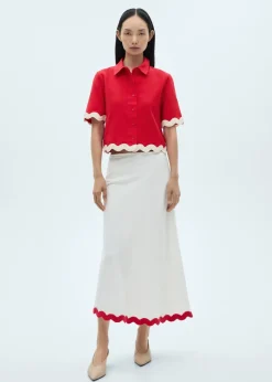 MANGO Koszule I Bluzki*Koszula bawełniana z kontrastowymi lamówkami