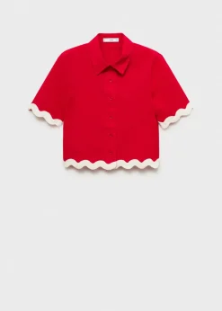 MANGO Koszule I Bluzki*Koszula bawełniana z kontrastowymi lamówkami