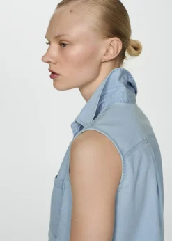 MANGO Koszule I Bluzki*Koszula dżinsowa bez rękawów