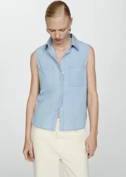 MANGO Koszule I Bluzki*Koszula dżinsowa bez rękawów