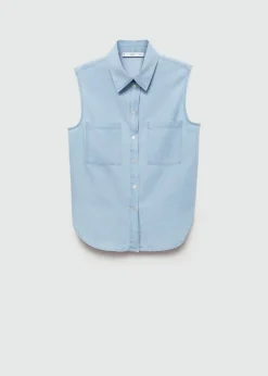 MANGO Koszule I Bluzki*Koszula dżinsowa bez rękawów