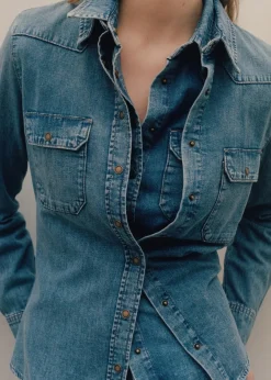 MANGO Koszule I Bluzki*Koszula dżinsowa z kieszeniami